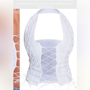 White Lace-Up Halter Corset Top